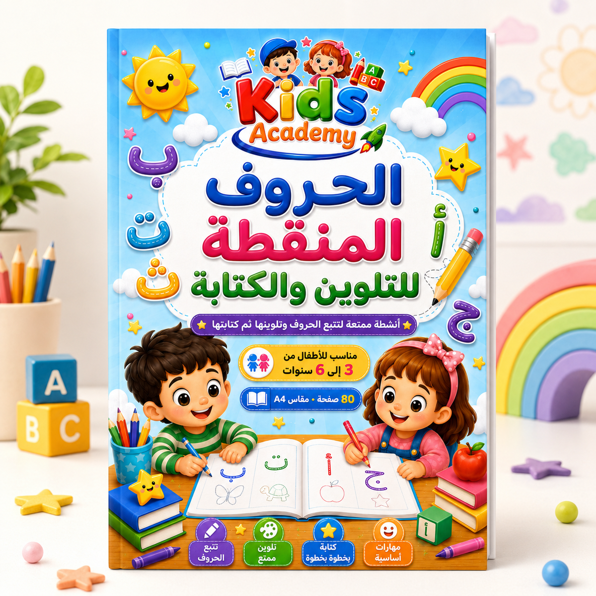 الحروف المنقطة للتلوين والكتابة مناسب للأطفال من 3 إلى 6 سنوات PDF